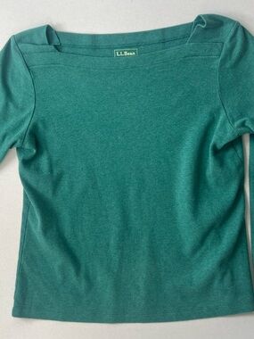 L.L. Bean Boat Square Neck Soft Long Sleeve 100% Cotton Top Size M